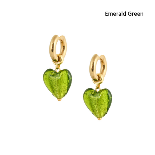 HEART OF GLASS EARRINGS GREEN