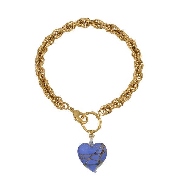 HEART OF GLASS NECKLACE BLUE